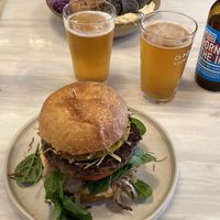 The V Burger and the Macro salad.  at Comoba in Lisbon