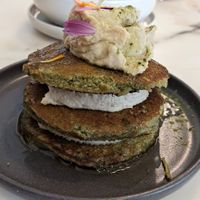 Matcha pancakes at Comoba in Lisbon