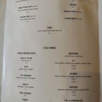 Menu at Comoba in Lisbon