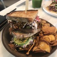 pulled jackfruit club sandwich  at Comoba in Lisbon