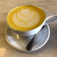 turmeric latte at Comoba in Lisbon