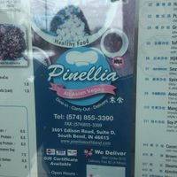 Menu  at Pinellia in South Bend