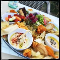 Mediteranian mezz platter / hummus etc.   at Sa Garrofa in Begur