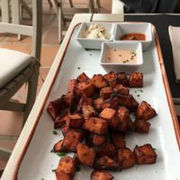 Patatas de boniato con 3 salsas  at Sa Garrofa in Begur