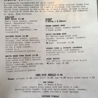 Menu back  at Manzanita Market in Taos