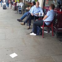 Seating outside at Pret A Manger - South Kensington Tube in South West London