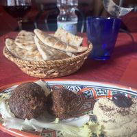 Vegan falafel starter with flatbread   at Frary's in Venice