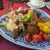 Vegan appetizer mix plate at Frary's in Venice