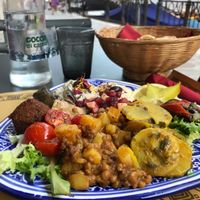 Vegan plate w/humus at Frary's in Venice
