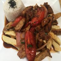 Lomo Saltado with Seitan at Namaste Coffee in Lima