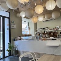 Counter and cake display   at Amour Patisserie Vegetale in Nice