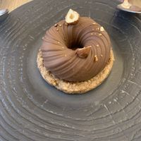 ‘noizet’ hazelnut chocolate mousse with biscuity base at Amour Patisserie Vegetale in Nice