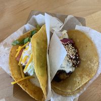 Dorado taco and plantains con mole taco  #Veganuary at Tacotarian - Southwest LV in Las Vegas