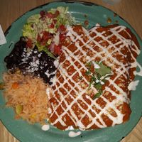 3 Enchilada with Spanish Rice & Black Beans at Tacotarian - Southwest LV in Las Vegas