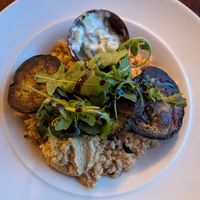 Roasted eggplant dish at Café Engel in Helsinki