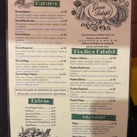 Menu  at Green Falafel in Cusco