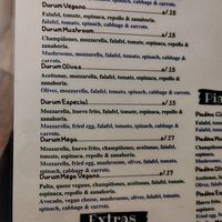 Una parte del menú at Green Falafel in Cusco