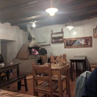 Downstairs seating at Green Falafel in Cusco
