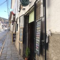 outside  at Green Falafel in Cusco
