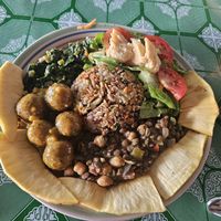 House made vegan meatball platter with breadfruit at Gomier's in Punta Gorda