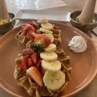 Vegan waffles and ice cream  at Napoli Artisan Gelato  in Lima