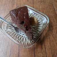 Chocolate cake with a cookie. at Nagi Shokudo in Kamakura