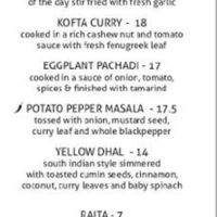 Veg menu at Hanuman in Darwin