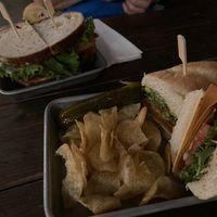 Italian sandwich in foreground, Weeping Tiger in background at The Bye and Bye in Portland