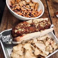 Nutritional yeast tofu Miso Bowl and the meatball sub!   at The Bye and Bye in Portland