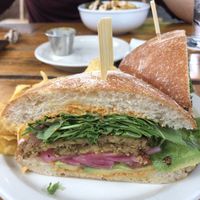 Cornmeal tempeh sandwich  at The Bye and Bye in Portland
