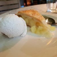 Vegan Apple Pie with Vegan Ice Cream at The Lost Coin in Haverfordwest