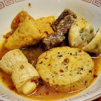 Soya creations in spicy broth (appetizer) at TàiLáng ZhōngHuá Lāmiàn in Tainan