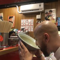 Every. Last. Drop. Check out those 80 vibes. at TàiLáng ZhōngHuá Lāmiàn in Tainan