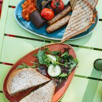 Vegan breakfast, vegan hummus sandwich at Broadway Deli  in Broadway