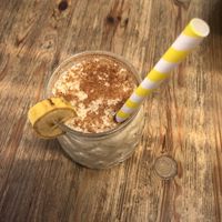 Smootie/Frappé platano gofio y canela (con leche de avena) at Bonbon Cafe in Lanzarote