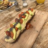 Baguette avocado and hummus   at Bonbon Cafe in Lanzarote