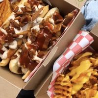 Hotdogs y papas at HolyVegan! in Aguascalientes