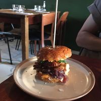 Vegan Mushroom and chorizo slider  at The Black Pig with White Pearls in North London