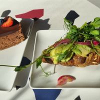 Vegan cake and croissant at Puistokahvila Makia in Oulu