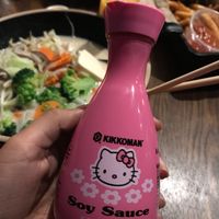 Hello kitty soy sauce so cute! at Ebaes in Los Angeles