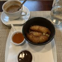 Dessert: fried bananas with vegan chocolate and caramel sauce at Blue Margarita in Bucharest