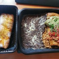 Chimichanga with veggies, rice and beans and chimichanga with apples at Blue Margarita in Bucharest