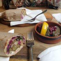 two falafels and dormas at Faour in Aarhus