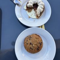 Vegan rhubarb tart and vegan cookie  at Chambelland in Paris