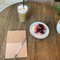 fruit bun and coffee  at Relax na Wilczej in Warsaw