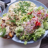 Tofu Scramble with salad and mushroom toast at Relax na Wilczej in Warsaw