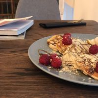 pancakes with apples and peanut butter  at Relax na Wilczej in Warsaw