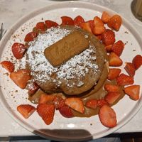 Biscoff pancakes with strawberries at KAI in Leicester