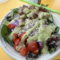 Vegan salad with Tofu  at Elixir in Mammoth Lakes