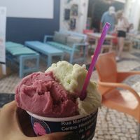 Port wine and melon ice cream at Gelateria Crema di Gelato in Lagos